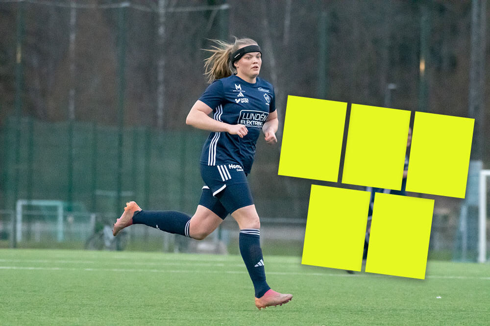 Av alla damspelare som fick kort under 2024 var Emma värst med sina fem kort Av alla damspelare som fick kort under 2024 var Emma värst med sina fem kort