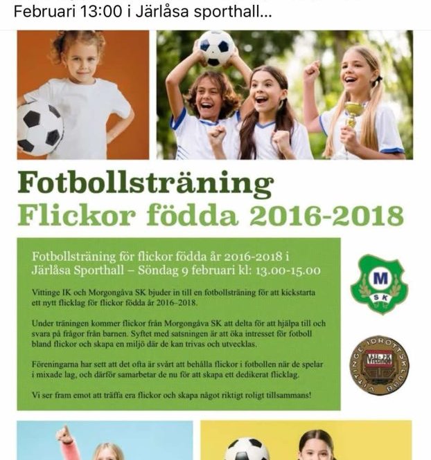 Tjejer i Morgongåva och Vittinge! Vill ni spela fotboll? Nu har ni chansen! Tjejer i Morgongåva och Vittinge! Vill ni spela fotboll? Nu har ni chansen!